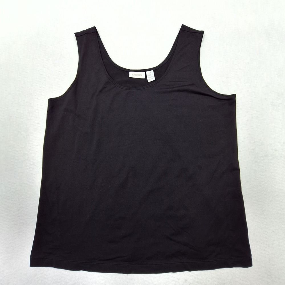 Chicos Tank Top Womens Large Black‎ Scoop Neck Stretch Layering 2